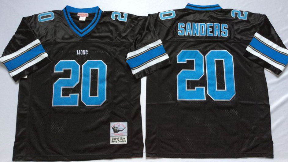 Men NFL Detroit Lions 20 B Sanders black Mitchell Ness jerseys